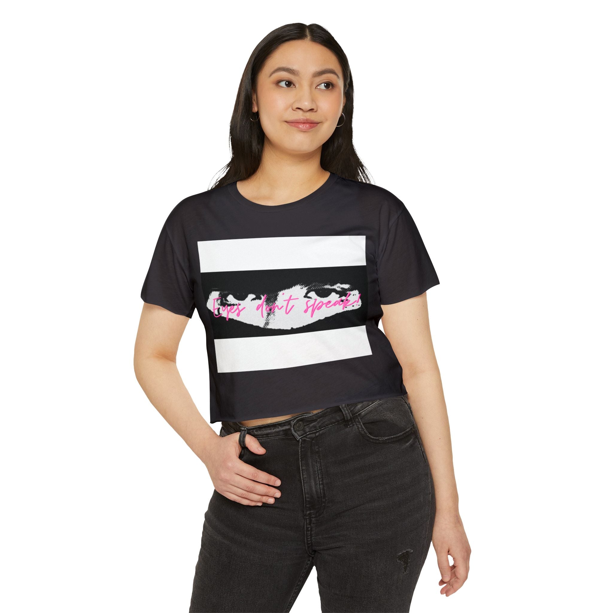 Festival Crop Top — "The Eyes, Chico" Graphic Crop Tee