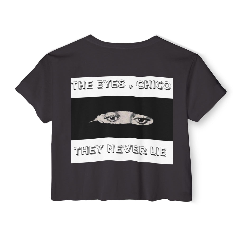 Festival Crop Top — "The Eyes, Chico" Graphic Crop Tee