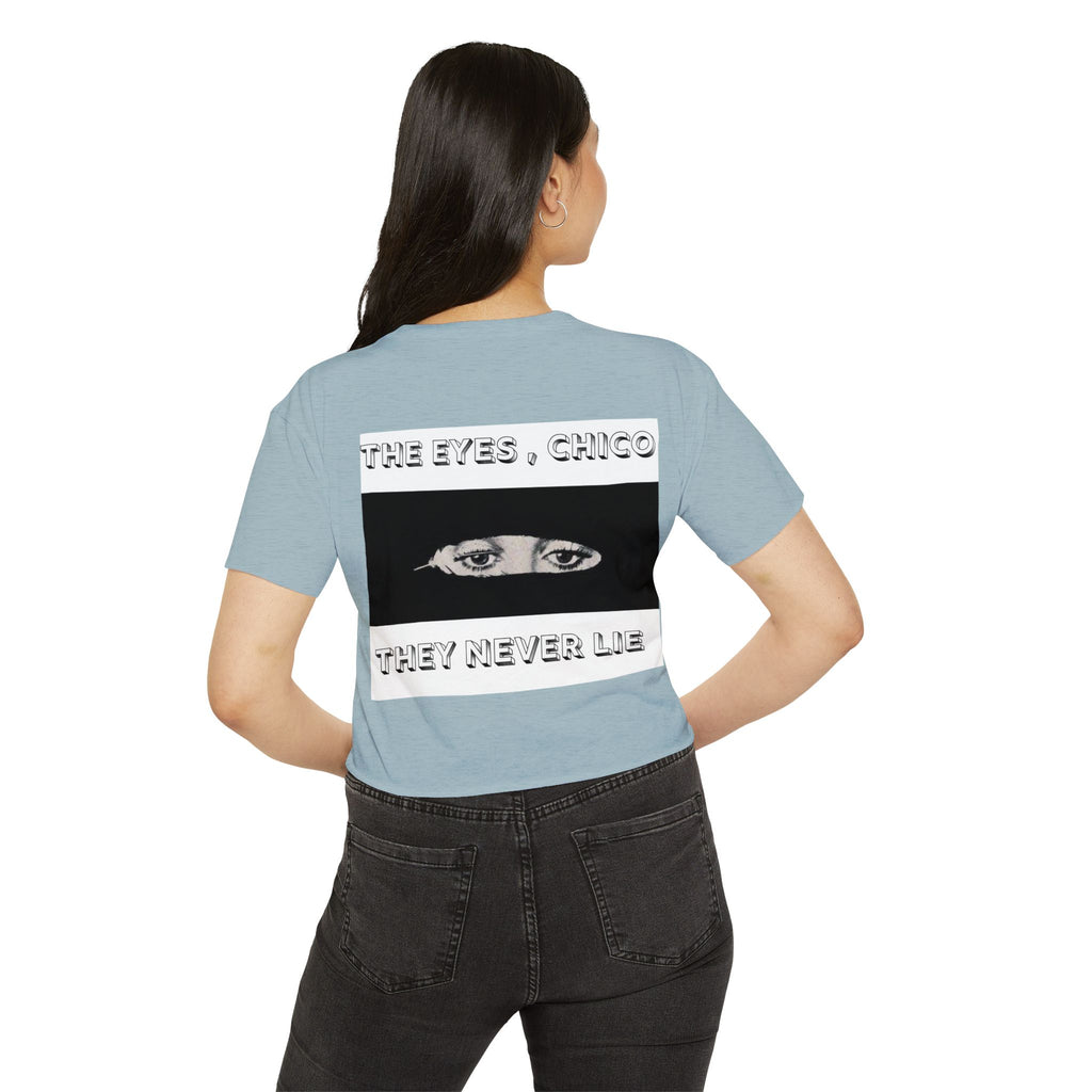 Festival Crop Top — "The Eyes, Chico" Graphic Crop Tee