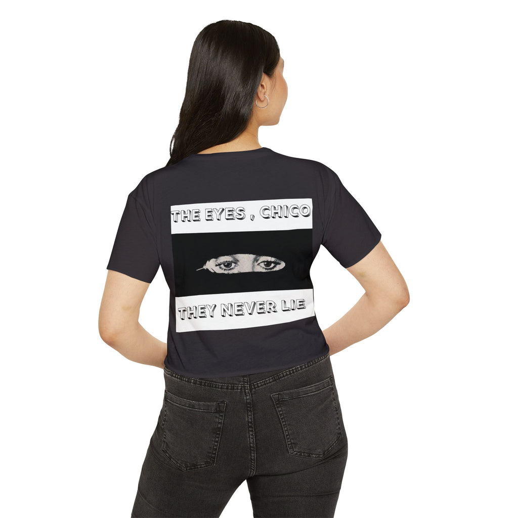 Festival Crop Top — "The Eyes, Chico" Graphic Crop Tee