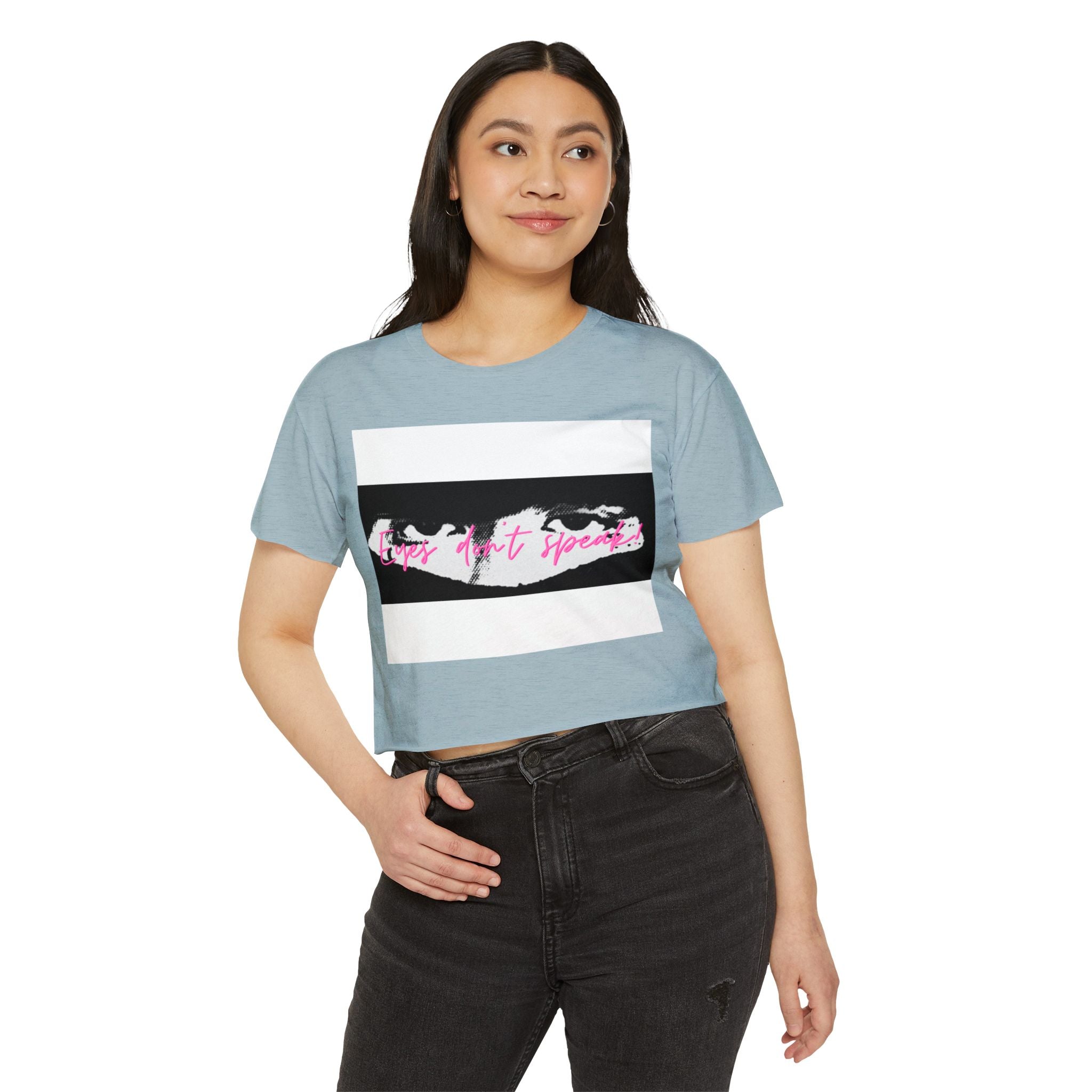 Festival Crop Top — "The Eyes, Chico" Graphic Crop Tee